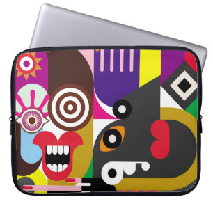 Housse Pour Ordinateur Portable Portrait de deux femmes - illustration couleur. Fe