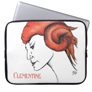 Housse Pour Ordinateur Portable Portrait de femme aux cheveux orange mandarine Pop