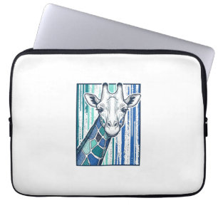 Housse Pour Ordinateur Portable Portrait de girafe coloré Gravure vintage vecteur