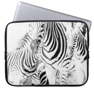 Housse Pour Ordinateur Portable portrait de groupe zèbre monochrome, Nat sud-afric