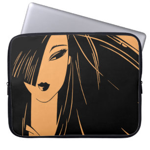 Housse Pour Ordinateur Portable Portrait de la fille aux cheveux rejetés