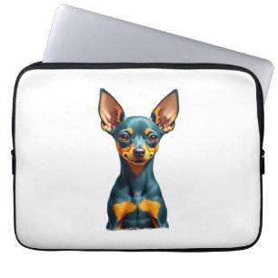 Housse Pour Ordinateur Portable Portrait de Pinscher Miniature Vintage Coloré Grav