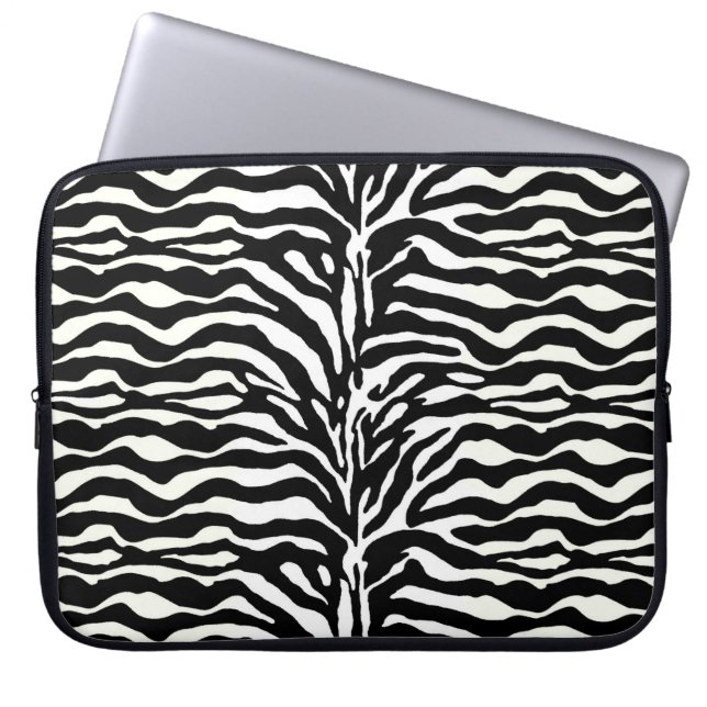 Housse Pour Ordinateur Portable Poster de animal sauvage, Zebra en Lapon noir et b (Devant)