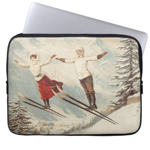 Housse Pour Ordinateur Portable Poster de ski Vintage de Chamonix Mont Blanc