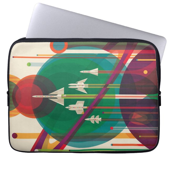 Housse Pour Ordinateur Portable Poster de Voyage Espace Rétro - Système Solaire Gr (Devant)