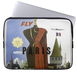 Housse Pour Ordinateur Portable Poster du Vintage voyage Fly Paris France