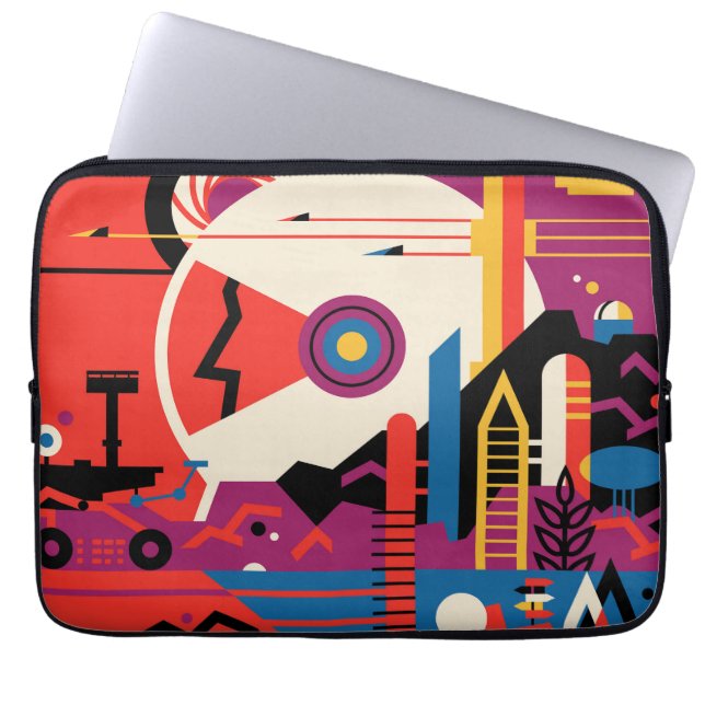 Housse Pour Ordinateur Portable Poster spatial Retro - Programme d'exploration de  (Devant)