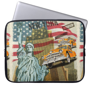 Housse Pour Ordinateur Portable Poster vintage de New York.