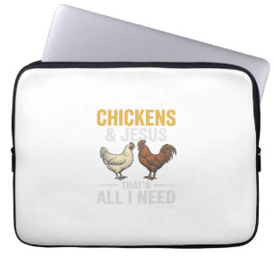 Housse Pour Ordinateur Portable Poules Et Jésus Chemise De Foi De Ferme Vintage_1