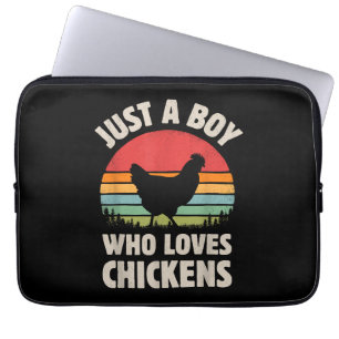 Housse Pour Ordinateur Portable Poulet Juste Un Garçon Qui Aime Rétro Animal De Fe