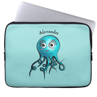 Housse Pour Ordinateur Portable Poulpe de dessin animé bleu mignon - Créature mari