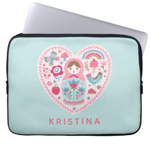 Housse Pour Ordinateur Portable Poupée de nidification du coeur rose mignon person
