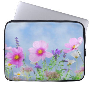 Housse Pour Ordinateur Portable Prairie de fleurs sauvages roses jolies