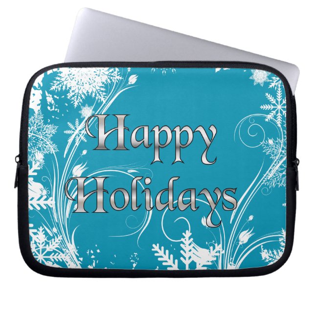Housse Pour Ordinateur Portable Pré bleu d'hiver - bonnes fêtes (Devant)