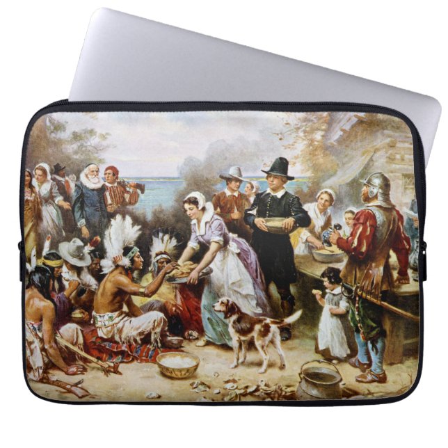Housse Pour Ordinateur Portable Premier Thanksgiving, peinture d'histoire, (Devant)