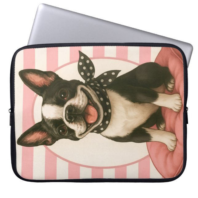Housse Pour Ordinateur Portable Preppy Boston Terrier (Devant)
