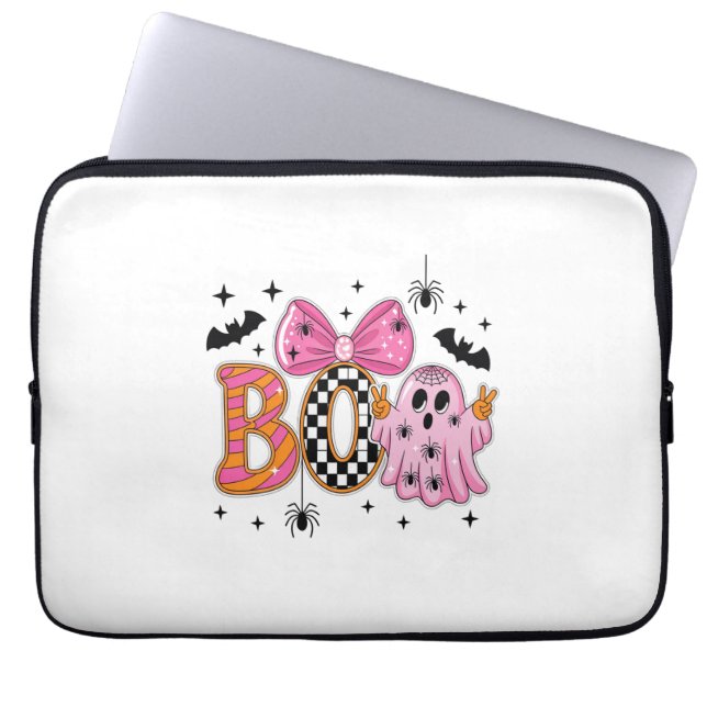 Housse Pour Ordinateur Portable Preppy Éffrayant Halloween Boo (Devant)