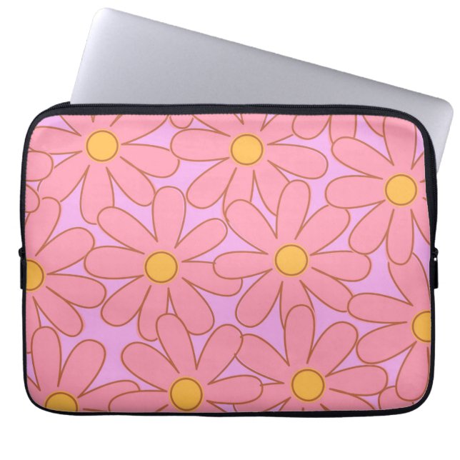Housse Pour Ordinateur Portable Preppy rose violet Floral simple Motif de fleurs (Devant)