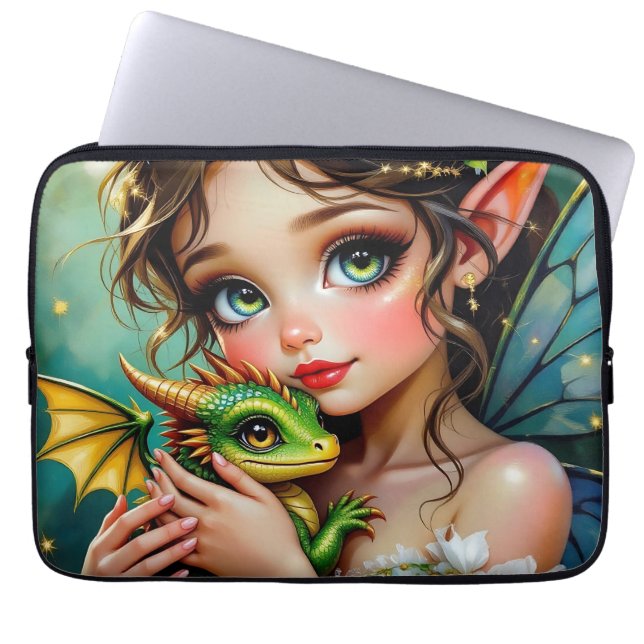 Housse Pour Ordinateur Portable Pretty  Fairy and Dragon Themed Girl's   (Devant)