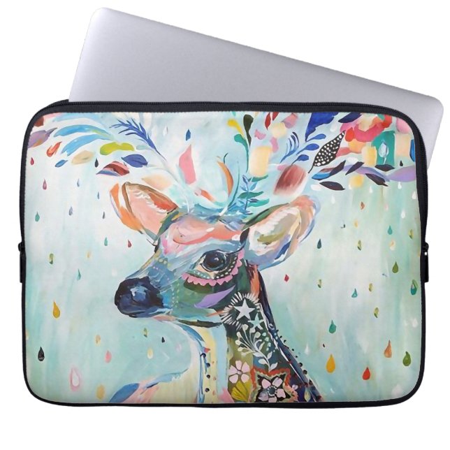 Housse Pour Ordinateur Portable Pretty Modern Deer Art Flower Antlers (Devant)
