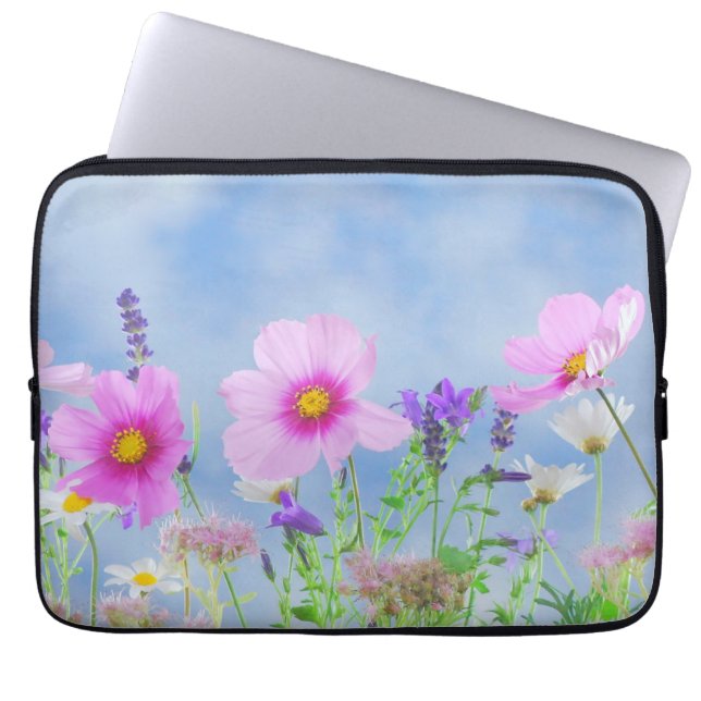 Housse Pour Ordinateur Portable Pretty Pink Wild Flower Meadow (Devant)