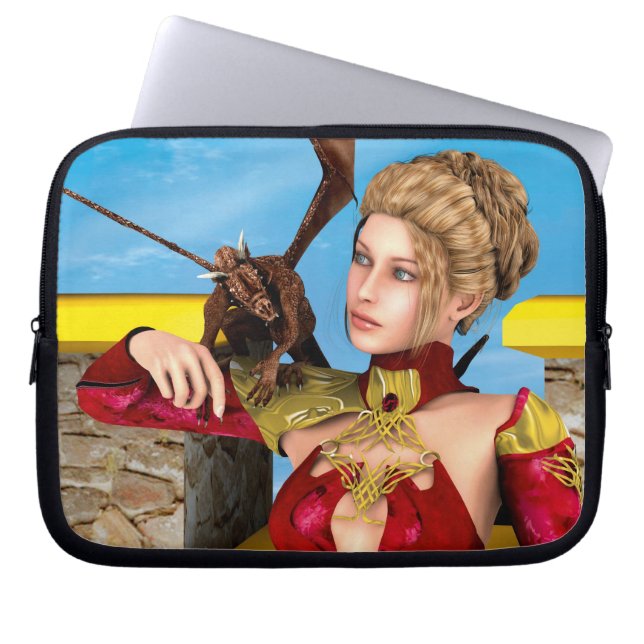 Housse Pour Ordinateur Portable Princesse Dragon Fantastique Art Numérique (Devant)