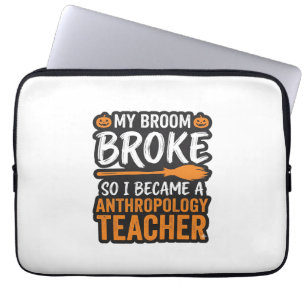 Housse Pour Ordinateur Portable Professeur d'anthropologie Balai d'Halloween Cassé