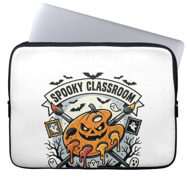 Housse Pour Ordinateur Portable Professeur d'art Halloween Classe effrayante (Devant)