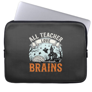 Housse Pour Ordinateur Portable Professeur Halloween Amour Cerveaux Classe Hauntée