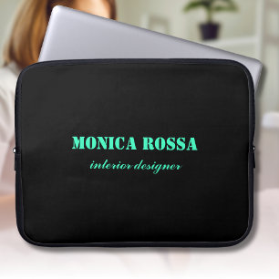 Housse Pour Ordinateur Portable Professionnel Simple Moderne Neon Turquoise Noir
