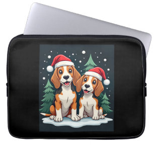 Housse Pour Ordinateur Portable Propriétaire de chien Beagle Noël Xmas Fête de Noë