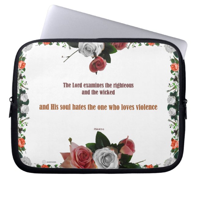 Housse Pour Ordinateur Portable Psaume 11:5, No Violence (Devant)