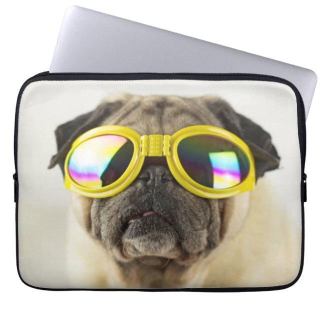 Housse Pour Ordinateur Portable Pug with Goggles (Devant)