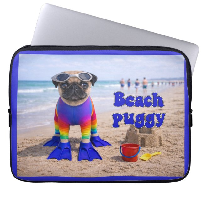 Housse Pour Ordinateur Portable Puggy de la plage (Devant)