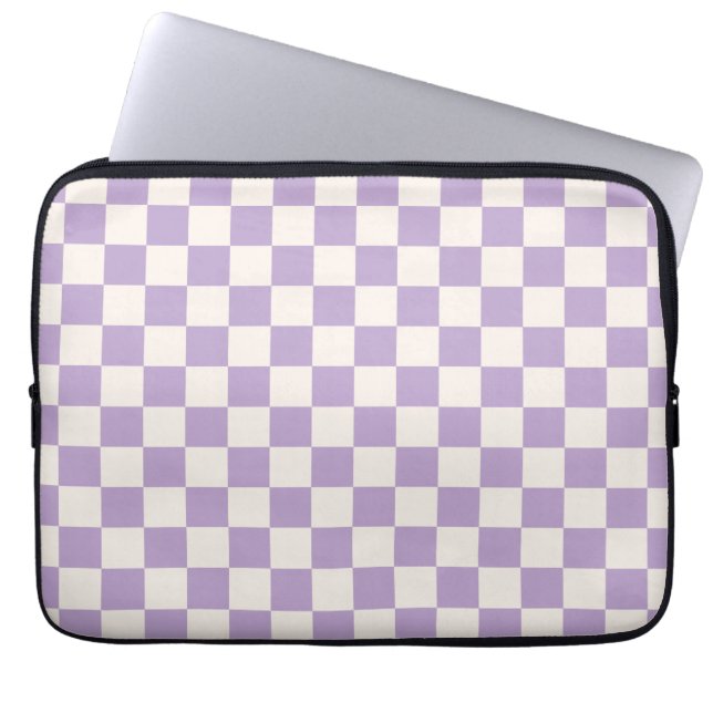 Housse Pour Ordinateur Portable Purple Check, Checkerboard Pattern, Checkered (Devant)