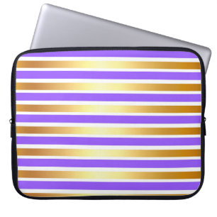 HOUSSE POUR ORDINATEUR PORTABLE PURPLE GOLD BLANC BRILLANT STRIPES