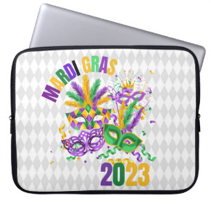 HOUSSE POUR ORDINATEUR PORTABLE PURPLE OR VERT MARDI GRAS 2023
