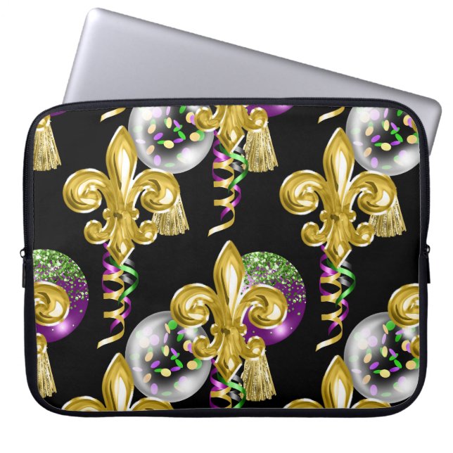HOUSSE POUR ORDINATEUR PORTABLE PURPLE VERT OR MARDI GRAS (Devant)