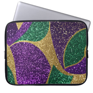 HOUSSE POUR ORDINATEUR PORTABLE PURPLE VERT OR PARTIES SCINTILLANT REGARDER MARDI 