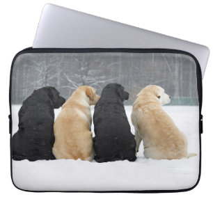 Housse Pour Ordinateur Portable Quatre Chiens du Labrador en neige