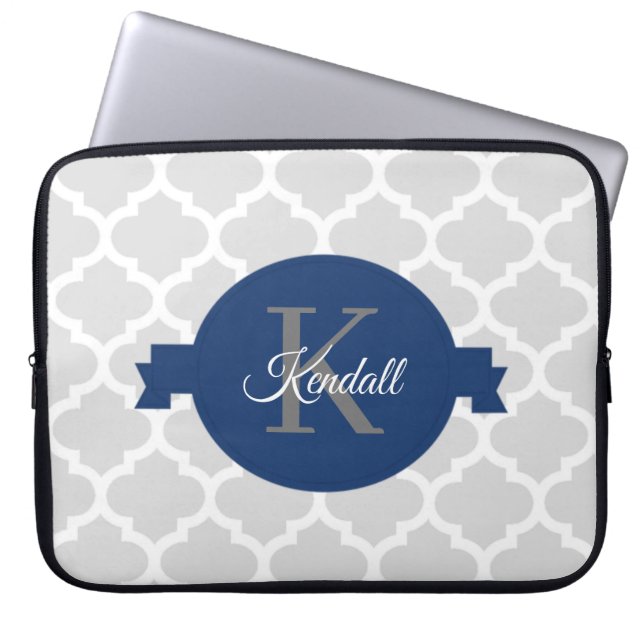 Housse Pour Ordinateur Portable Quatrefoil bleu personnalisé (Devant)