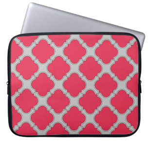 Housse Pour Ordinateur Portable Quatrefoil rouge et gris
