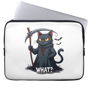 Housse Pour Ordinateur Portable Quel chat Chat noir Halloween Chat effrayant Chat