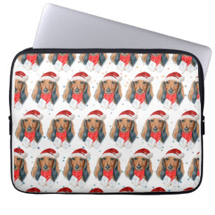 Housse Pour Ordinateur Portable Race de chien Dachshund Noël