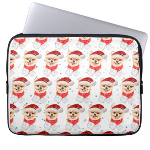 Housse Pour Ordinateur Portable Races de chiens Poméranie étoiles de Noël