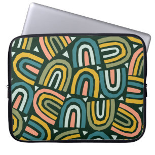 Housse Pour Ordinateur Portable Rainbows de style géométrique, motif vintage.