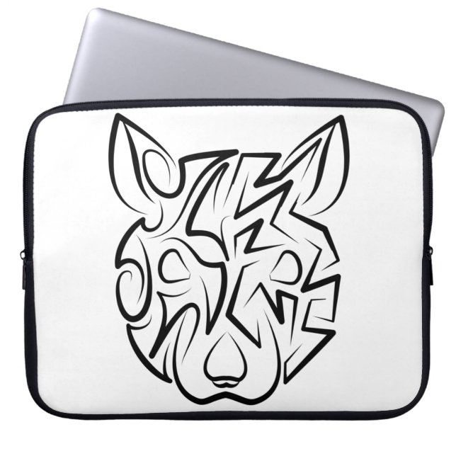 Housse Pour Ordinateur Portable Rat tribal noir et blanc (Devant)