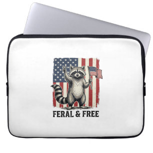 Housse Pour Ordinateur Portable Raton laveur patriotique sauvage et libre Chemise