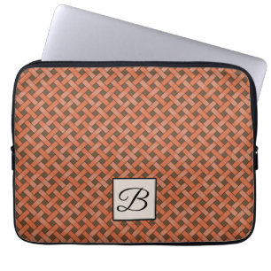 Housse Pour Ordinateur Portable Rattan orange tissé sur Brown personnalisé avec mo