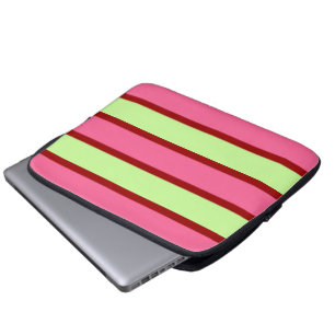 Housse pour ordinateur portable rayée rose et ment